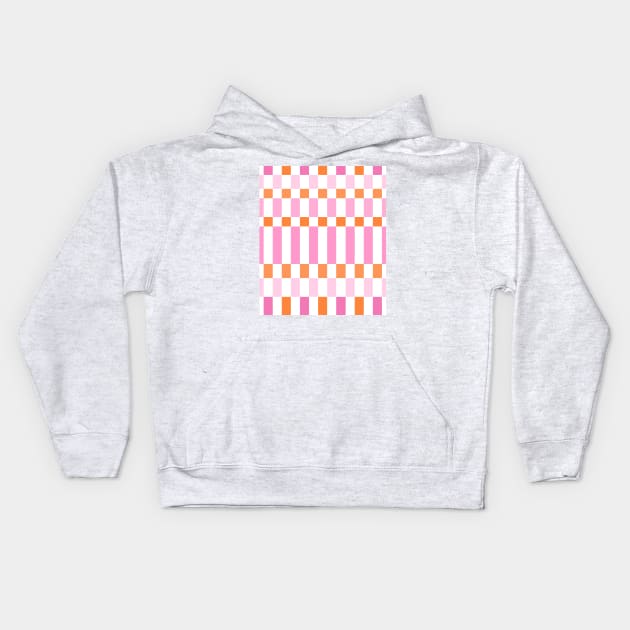 Pink and Orange Checkered Pattern Kids Hoodie by OneThreeSix